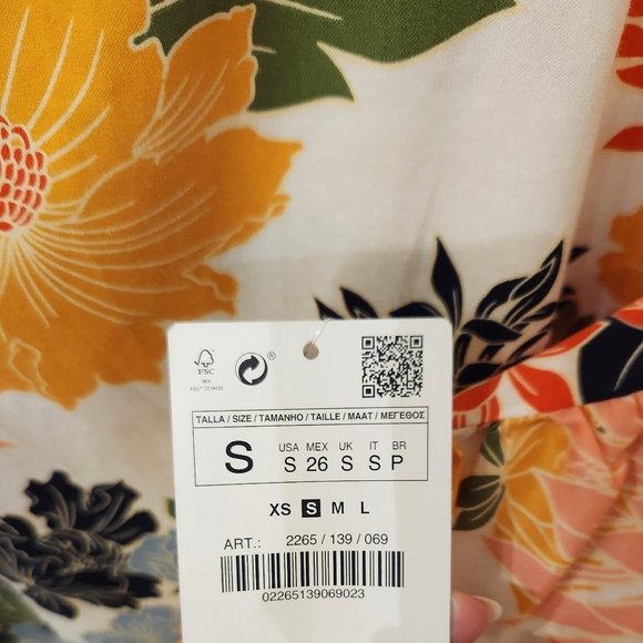 Zara Floral Print Top Blouse Cropped 2265 S small NWT - Picture 9 of 10